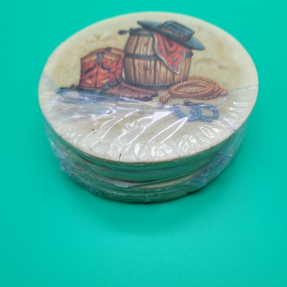 Coasters Cowboy Themed Boots Hat Bandana Horseshoes Rope - Picture 4 of 4